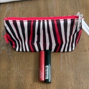 Clinique Cosmetic Bag with Travel Size Mascara and Lipstick